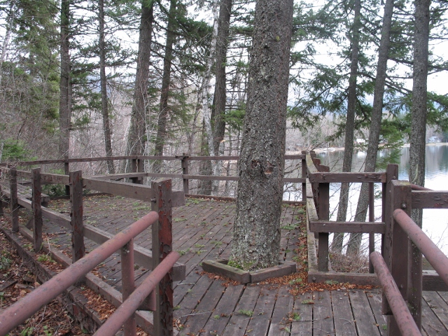 picture showing Swan Lake Overlook is located in the Day Use Area. It can be accessed by paved trail from the upper parking lot or the picnic area.